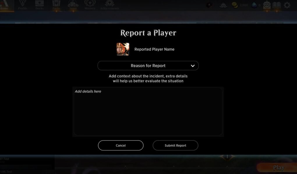 MTG Arena - Report a Player