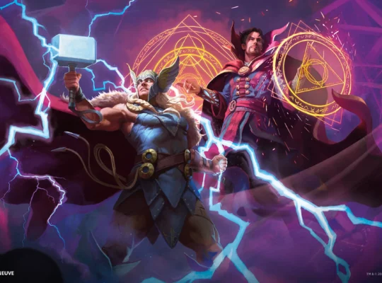 Key art for Marvel Darkhold Destiny, the first 2027 Magic: The Gathering set with Commander precons revealed