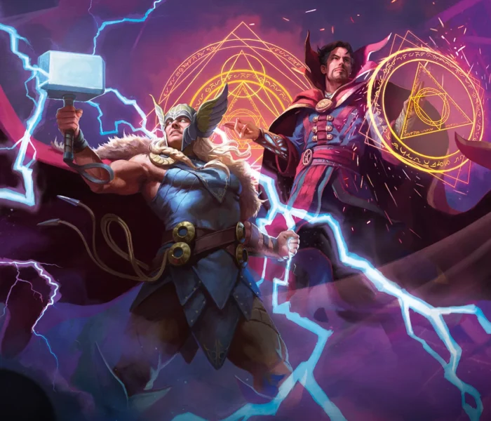 Key art for Marvel Darkhold Destiny, the first 2027 Magic: The Gathering set with Commander precons revealed
